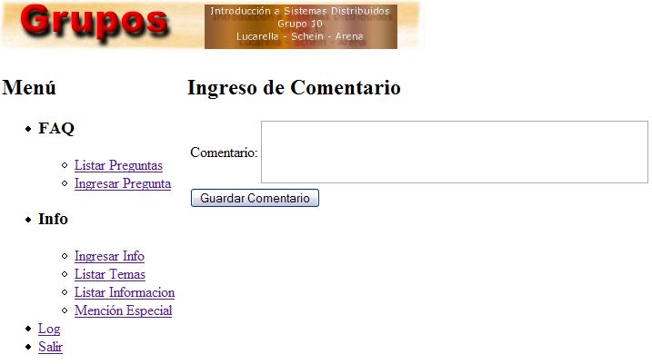 Captura de pantalla de info.ingresarComentario.php